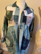 Load image into Gallery viewer, verdant scenic upcycled vintage flannel shirt - duster