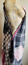 Load image into Gallery viewer, Les Fleurs French Script Black & Pink Floral Vintage Barkcloth Apron - Smock