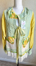 Load image into Gallery viewer, Handstitched Green & Yellow Roses Barn Coat Jacket - Fits up to Large XL