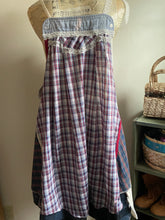 Load image into Gallery viewer, Faded Red White & Blues Plaid Shirts & Feedsacks - Apron Smock