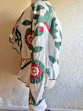 Load image into Gallery viewer, Hand Stitched Hearts & Floral Applique Short Wrap Quilt Jacket - Fits Oversized Plus to 5X
