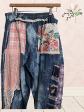 Load image into Gallery viewer, bleach dyed L O V E jeans - fits Large to XL