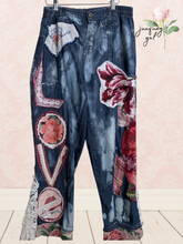 Load image into Gallery viewer, bleach dyed L O V E jeans - fits Large to XL