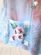 Load image into Gallery viewer, hand dyed tunic shirt vintage floral tablecloth 1950's linens oversized freesize cover-up plus sleeveless