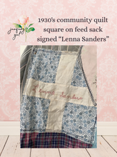 Load image into Gallery viewer, 1930s Historic Patchwork Feed Sack Signed Quilt Square Menswear Duster Oversized