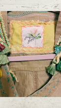 Load image into Gallery viewer, Khaki Upcycled Bobo Fringe Colorful Patchwork Jacket Lane Bryant PLUS CURVY