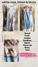 Load image into Gallery viewer, Vintage Blue Rose & Calico Kitten Textiles - Apron - Smock