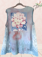 Load image into Gallery viewer, hand dyed tunic shirt vintage floral tablecloth 1950's linens oversized freesize cover-up plus sleeveless