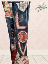Load image into Gallery viewer, bleach dyed L O V E jeans - fits Large to XL