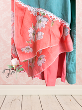 Load image into Gallery viewer, Puppy Cowgirl Vintage Hankie Bright Aqua / Teal Cotton Blouse l High-Low Upcycled Square Dance Shirt