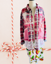 Load image into Gallery viewer, Kitschy Mushrooms and Santa Holiday Christmas Flannel Duster Shirt