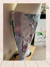 Load image into Gallery viewer, pinstripe vintage patchwork capri Curvy Plus Upcycled 3X to 4X