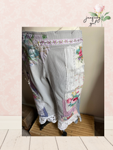 Load image into Gallery viewer, pinstripe vintage patchwork capri Curvy Plus Upcycled 3X to 4X