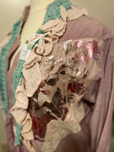 Load image into Gallery viewer, frankly fancy fringe 1940's barkcloth oxford cloth upcycled duster shirt