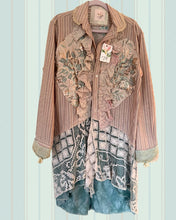Load image into Gallery viewer, shimmery taupe barkcloth oversized oxford cloth Gypsy Duster