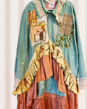 Load image into Gallery viewer, aqua & rusty rose gold bleached oversized oxford cloth Gypsy Duster