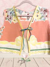 Load image into Gallery viewer, Peach 1950's MCM Vintage Tablecloth Yellow Sewing Notions Vest