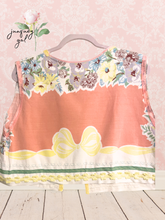 Load image into Gallery viewer, Peach 1950's MCM Vintage Tablecloth Yellow Sewing Notions Vest