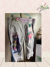 Load image into Gallery viewer, pinstripe vintage patchwork capri Curvy Plus Upcycled 3X to 4X