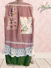 Load image into Gallery viewer, Oxford Cloth Vintage Drapery Textiles Lace Upcycled Menswear Blouse Duster