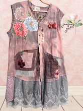 Load image into Gallery viewer, Breezy Cool Summery Cover-up Vintage Tablecloth Upcycled Menswear Duster Shirt Oversized