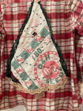 Load image into Gallery viewer, Pretty in Pink Vintage Feedsack Christmas Tree Flannel Shirt