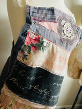 Load image into Gallery viewer, Red Rose Vintage Feedsack & French Script Apron - Smock