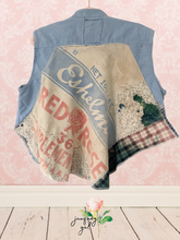 Load image into Gallery viewer, Red Rose Feed Sack Denim Sleeveless Vest
