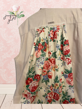 Load image into Gallery viewer, Vintage Drapery Rose Boutique Khaki Ticking Stripe Upcycled Menswear Shirt Oversized sleeveless