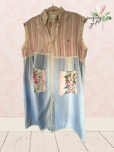 Load image into Gallery viewer, pink stripe pinstripe oxford cloth duster coverup Lagenlook free-size oversize