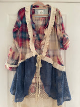 Load image into Gallery viewer, Boho Kantha & Bleached Flannel Gypsy Duster Shirt