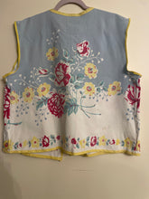 Load image into Gallery viewer, MCM Vintage Tablecloth Rose Print Vest Sleeveless Mid-Century Modern