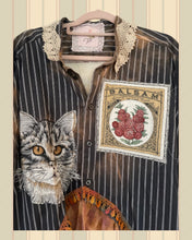 Load image into Gallery viewer, clover seed sack & cat flannel feed bag duster shirt