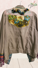Load image into Gallery viewer, Khaki Upcycled Bobo Fringe Colorful Patchwork Jacket Lane Bryant PLUS CURVY