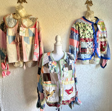 Load image into Gallery viewer, Vintage Feed Sack Quilt Barn Coat Jacket - Fits up to Large to XL
