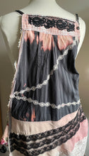 Load image into Gallery viewer, Distressed Charcoal & Black Lace Shabby Chic Upcycle Apron - Smock
