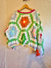 Load image into Gallery viewer, Bright & Cheery Grandmother's Flower Garden Hexagon Quilt Jacket - Fits Oversized Plus to 5X