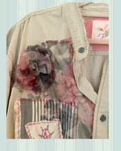 Load image into Gallery viewer, pink rose needlepoint khaki jacket duster