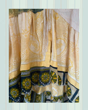 Load image into Gallery viewer, farm girl yellow ticking stripe poultry feed sack oversized duster