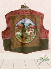 Load image into Gallery viewer, Farmgirl Sleeveless Vest Roosters Upcycled