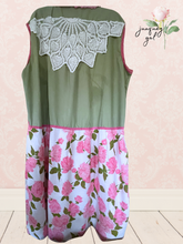 Load image into Gallery viewer, pink & green vintage rose sheets duster coverup Lagenlook free-size oversize