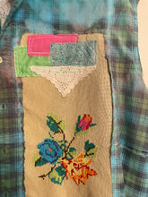 Load image into Gallery viewer, Bright Aqua Upcycled Menswear Vest Blouse Shirt