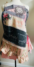 Load image into Gallery viewer, Red Rose Vintage Feedsack & French Script Apron - Smock