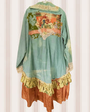 Load image into Gallery viewer, aqua & rusty rose gold bleached oversized oxford cloth Gypsy Duster