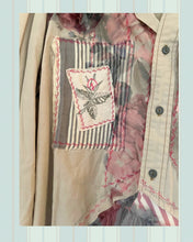 Load image into Gallery viewer, pink rose needlepoint khaki jacket duster