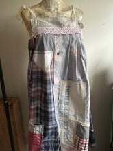 Load image into Gallery viewer, Faded Red White & Blues Plaid Shirts & Feedsacks - Apron Smock