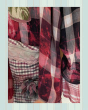 Load image into Gallery viewer, Horse & Girl Needlepoint - upcycled oversized flannel Duster Shirt