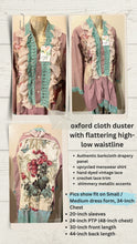 Load image into Gallery viewer, frankly fancy fringe 1940's barkcloth oxford cloth upcycled duster shirt