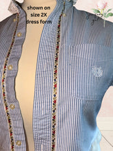 Load image into Gallery viewer, Blue & White Pinstripe Oxford Cloth Men's Upcycle Vintage Hankie - Fits to plus