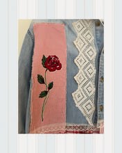 Load image into Gallery viewer, Hearts & Roses Needlepoint Denim Duster Shirt